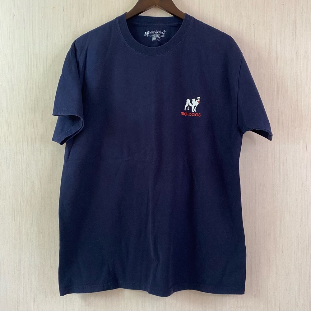 Vintage Big Dogs Men's Play To Win Short Sleeve Graphic T-Shirt Navy Large